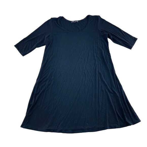 Eileen Fisher Black A-Line Tunic Blouse With 3/4 Sleeves Size Small Stretch Knit - Picture 1 of 5